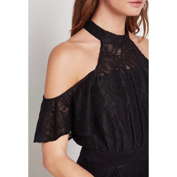 NWT BCBGeneration Black Lace Cold Shoulder Romper - Picture 2 of 4